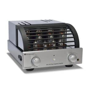 172b+ +PrimaLuna+EVO+100+Tube+Integrated+Amplifier+ +silver+ +slanted+ +white+background