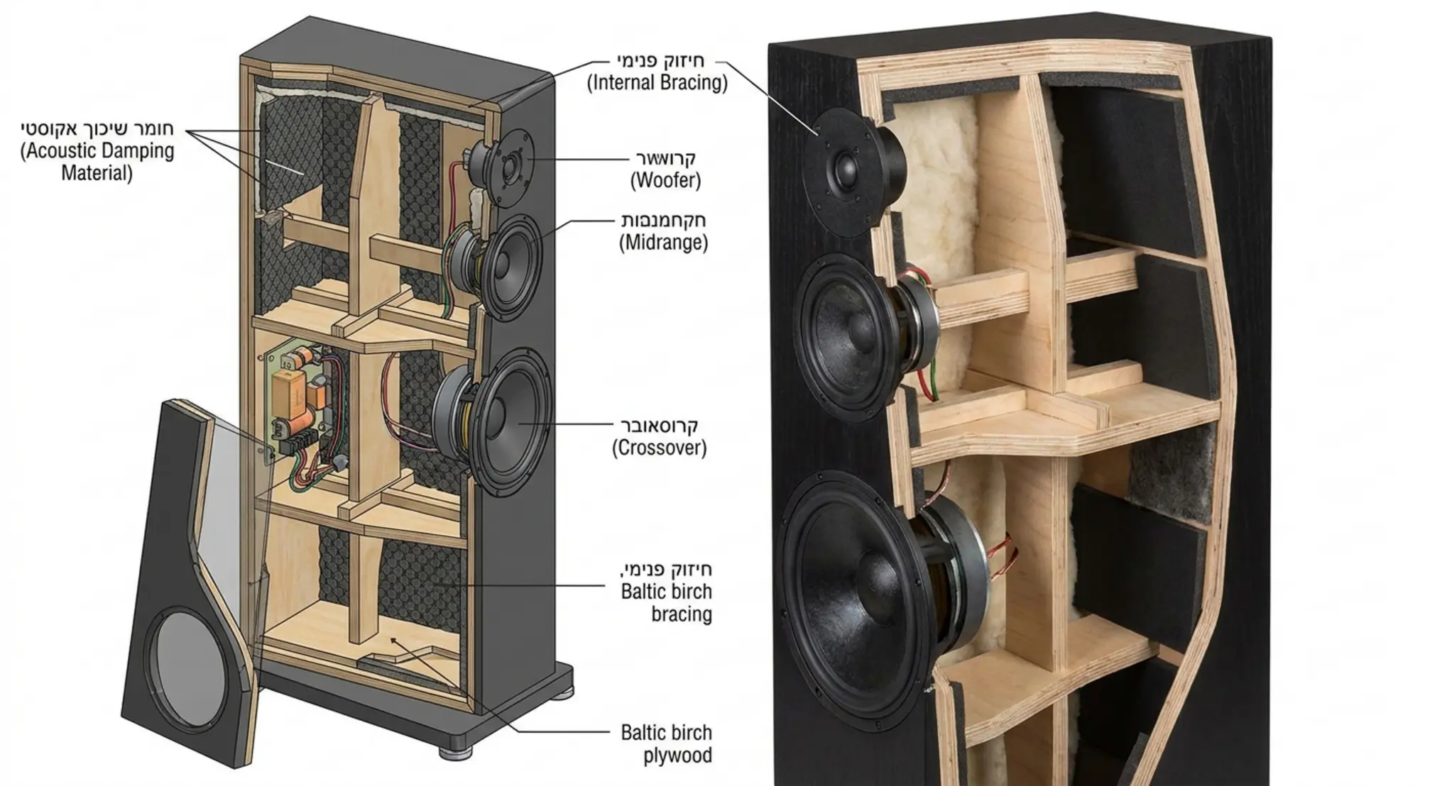 חשיבות התיבה (Cabinet): MDF, עץ מלא או אלומיניום?