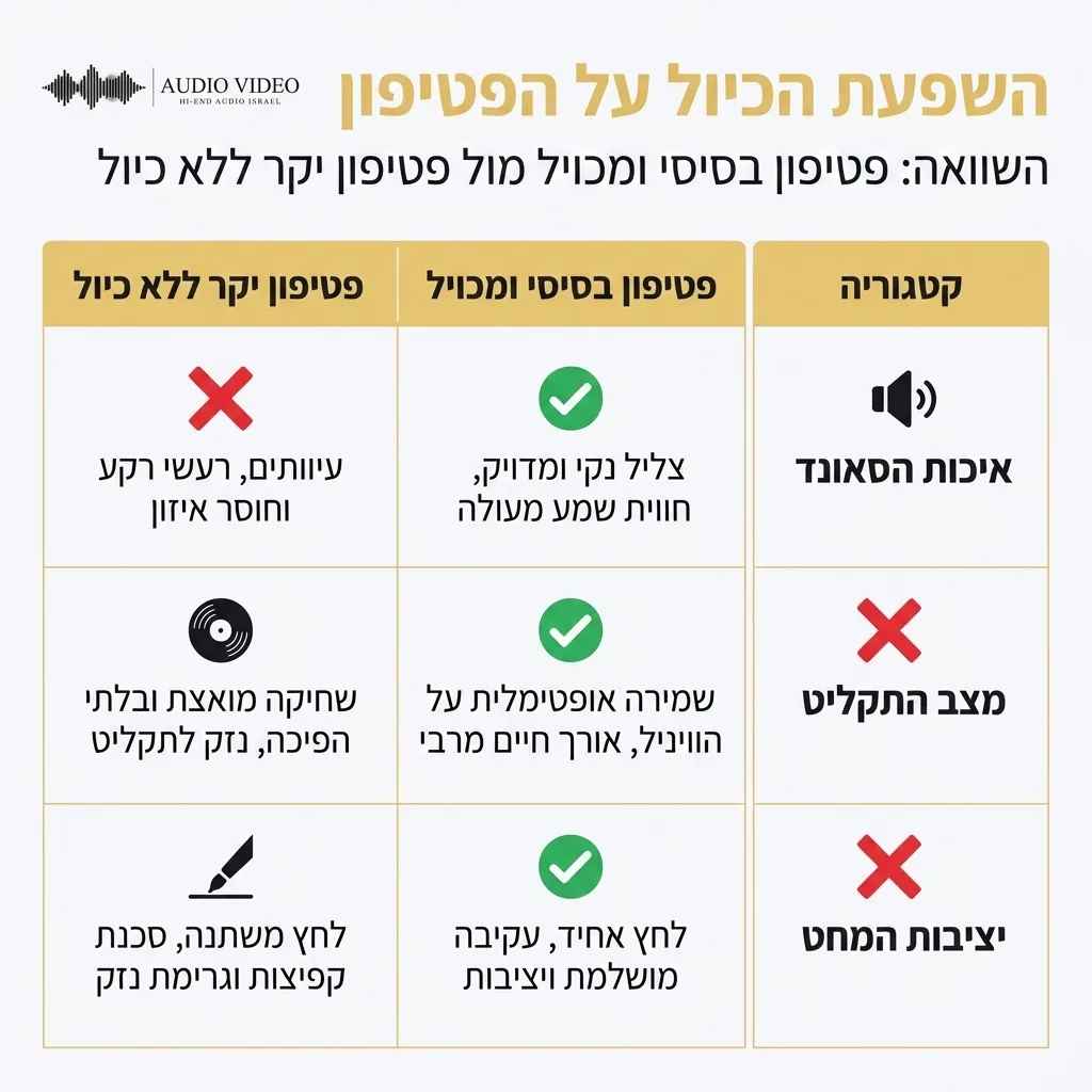 איך לשמור על פטיפון לאורך שנים? מדריך תחזוקה, ניקוי וכיוון נכון (2026) 5 אינפוגרפיקה
