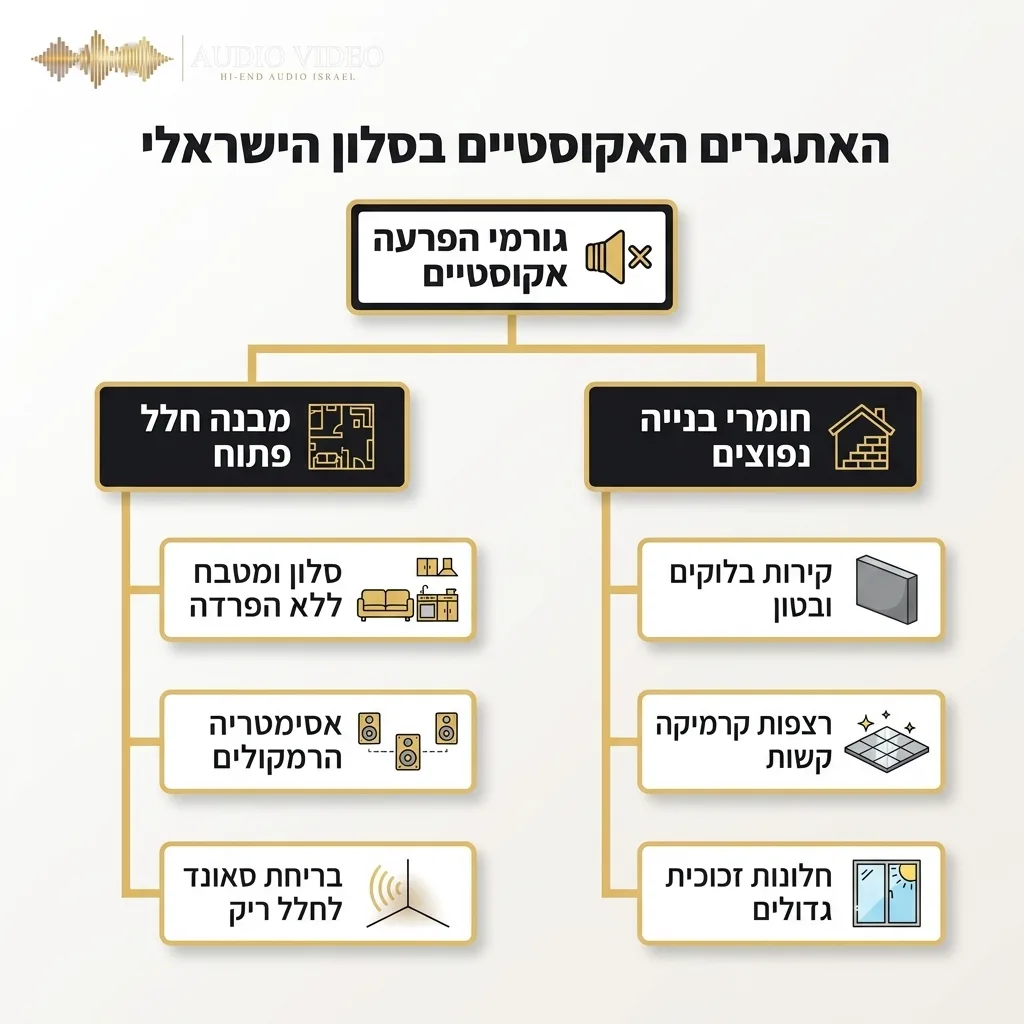 אינפוגרפיקה: האתגרים האקוסטיים בסלון הישראלי