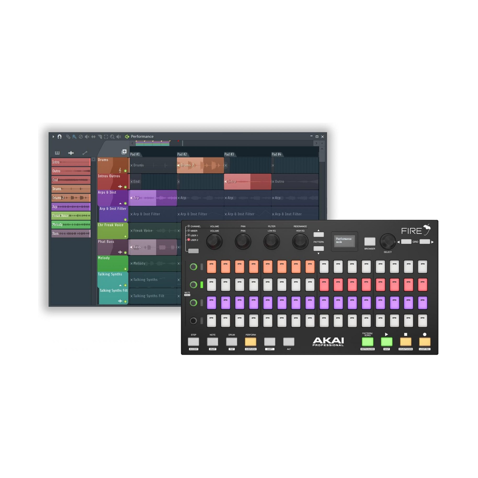 קונטרולר Akai Professional Fire NS 1 performance mode